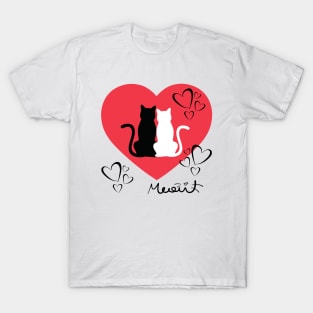 CAT COUPLE RED HEART VALENTINES DAY T-Shirt